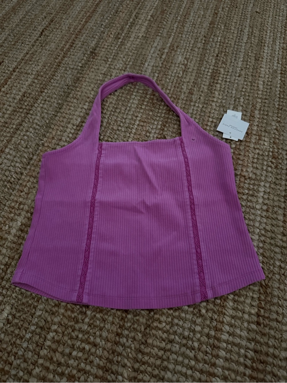 American Eagle Outfitters Purple-Pink Ribbed Halter Tank